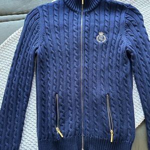 Navy Blue Ralph Lauren Cableknit zip up cardigan